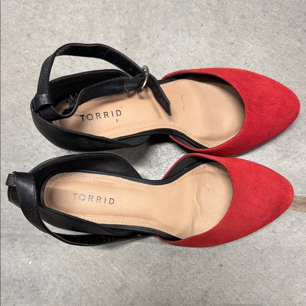 Torrid Red and Black Heels with Ankle Strap